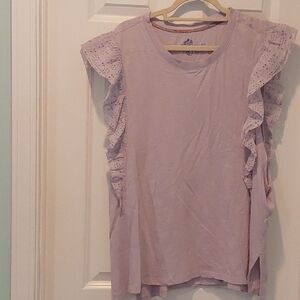 Anthropologie Pilcro Lilac Ruffle Sleeve Blouse Large